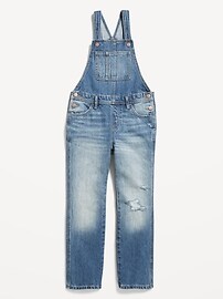 Slouchy Straight Ripped Jean Overalls for Girls