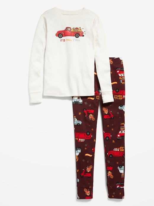View large product image 2 of 3. Gender-Neutral Matching Snug-Fit Printed Pajama Set for Kids