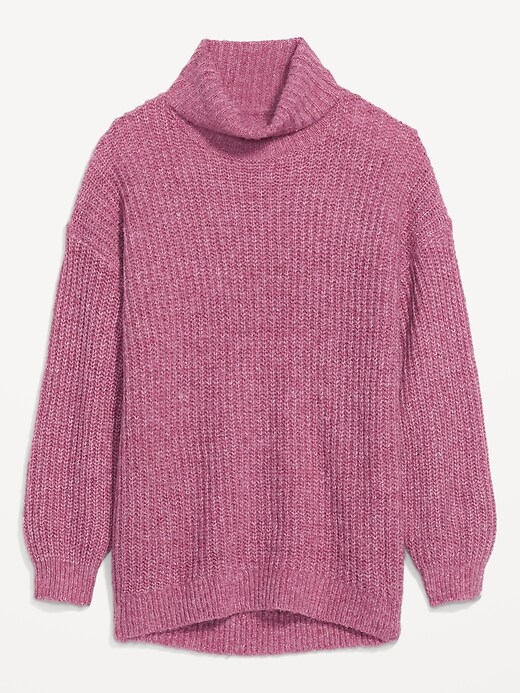 Image number 4 showing, Shaker-Stitch Tunic-Length Turtleneck Sweater