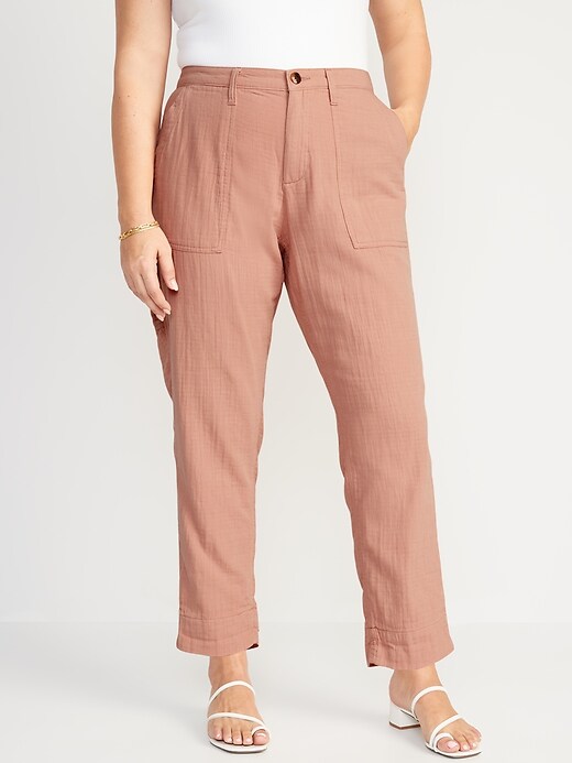Image number 5 showing, High-Waisted Slouchy Cropped Tapered Workwear Pants for Women