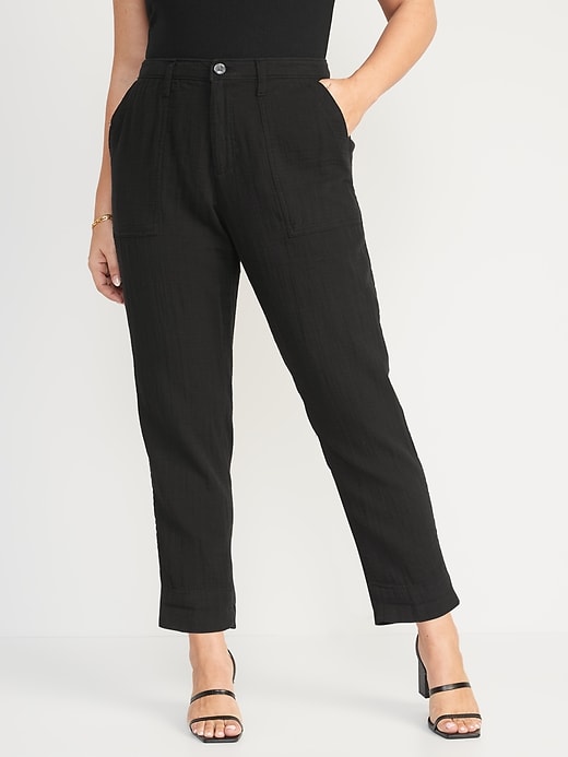 Image number 5 showing, High-Waisted Slouchy Cropped Tapered Workwear Pants for Women