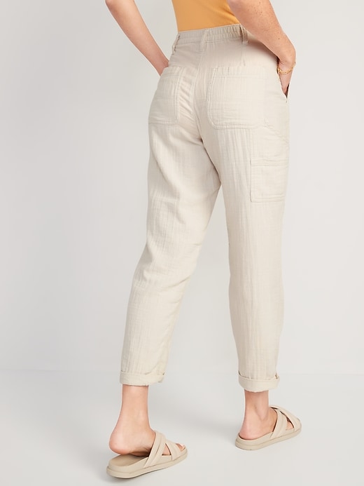 High-Waisted Slouchy Cropped Tapered Workwear Pants for Women