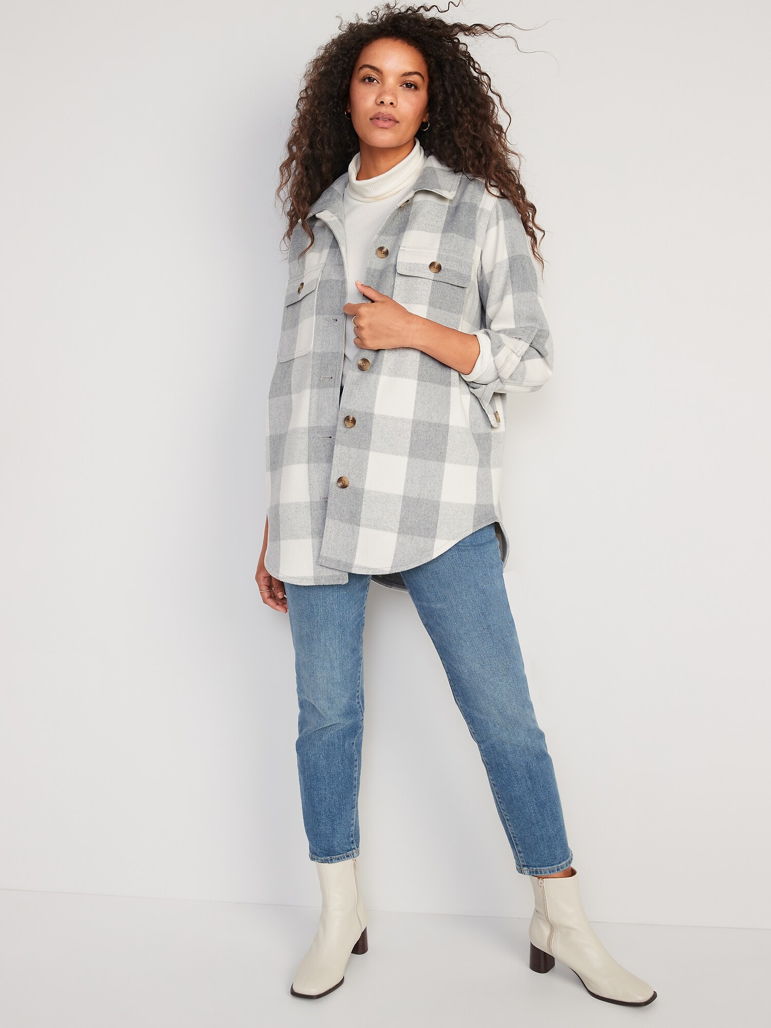 Plaid Soft-Brushed Utility Shacket for Women | Old Navy