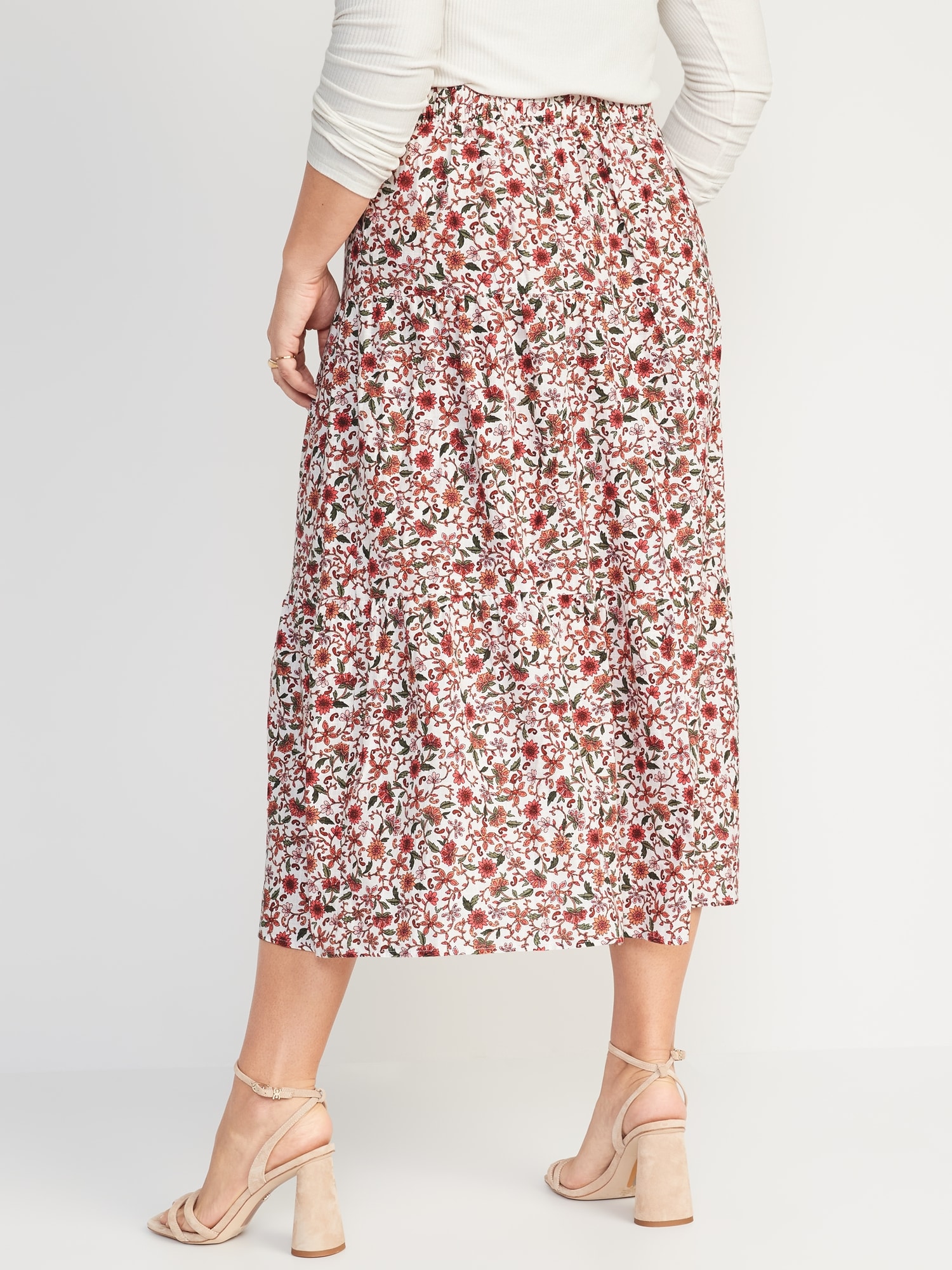 Floral Print Tiered Button Front Maxi Skirt For Women Old Navy