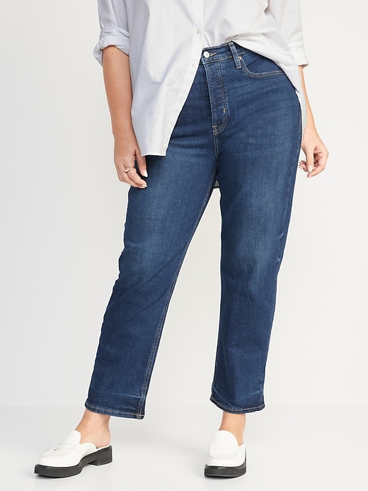 Image number 5 showing, Extra High-Waisted Button-Fly Sky-Hi Straight Jeans for Women