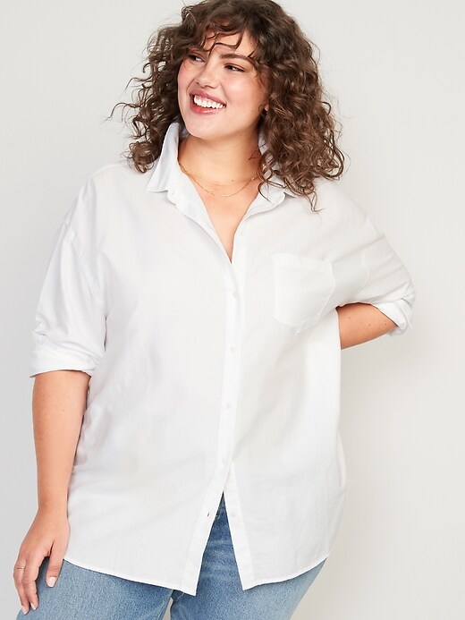 Image number 7 showing, Oversized Button-Down Boyfriend Shirt for Women