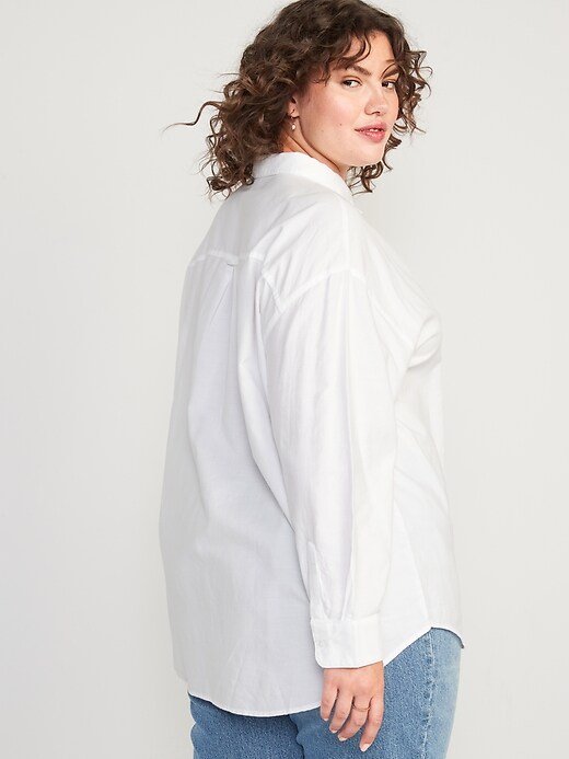 Image number 8 showing, Oversized Button-Down Boyfriend Shirt for Women