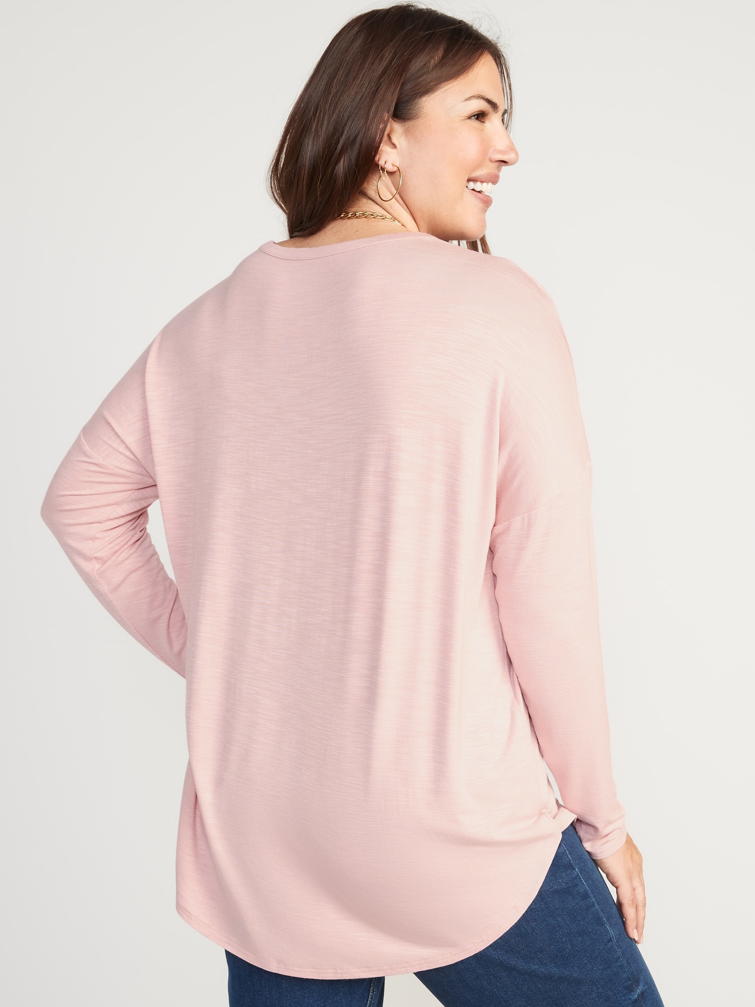 Long-Sleeve Luxe Slub-Knit Tunic T-Shirt for Women | Old Navy