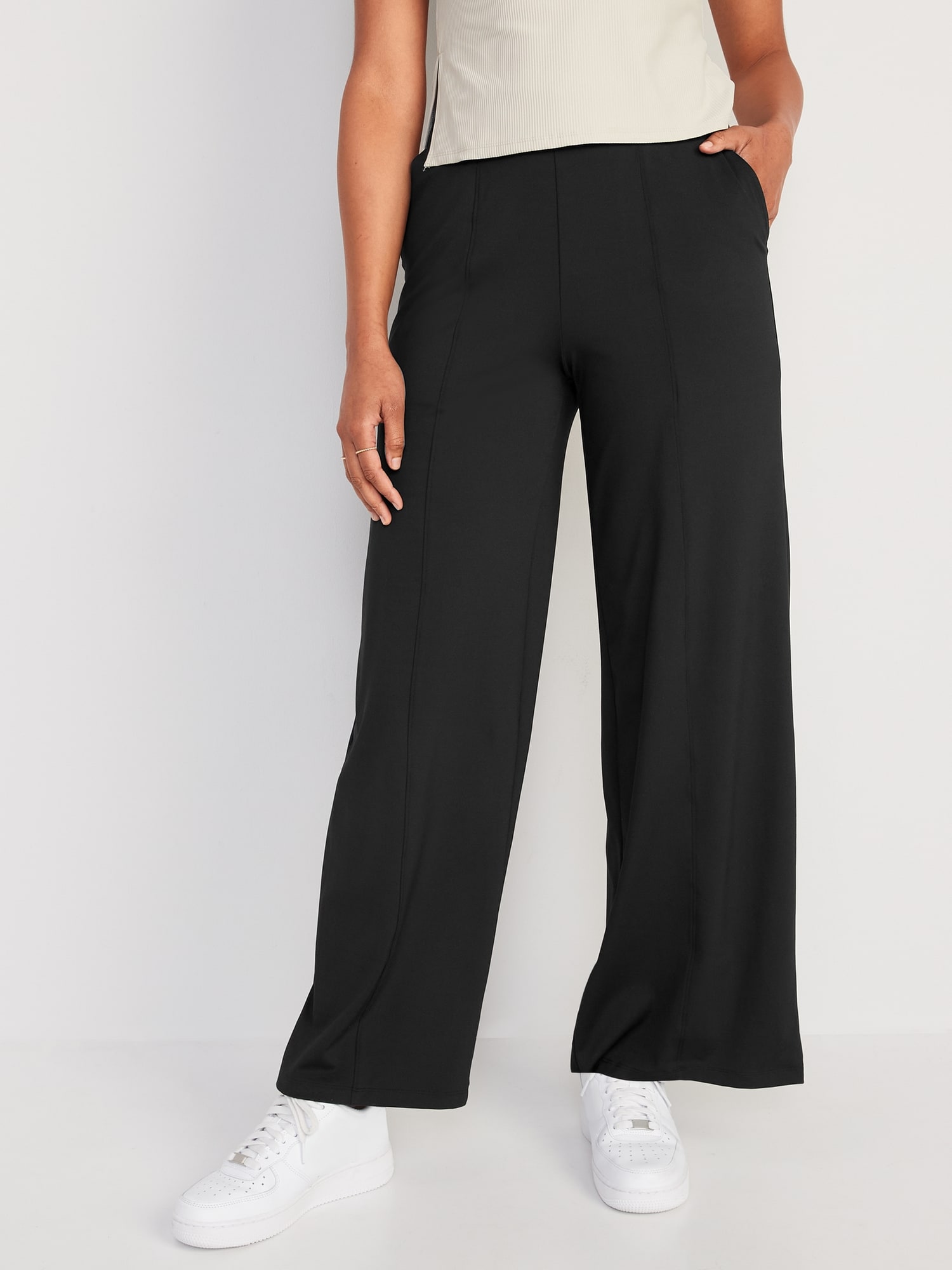 Mayfair Lounge Pants Womens Large Black Wide Leg Floral Polyester Spandex  Soft