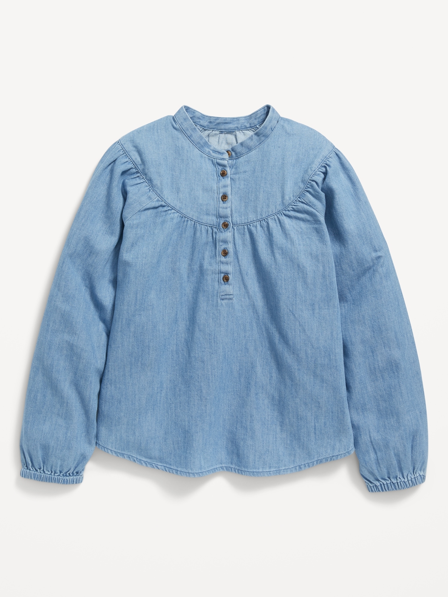 Chambray Long-Sleeve Button-Front Top for Girls | Old Navy