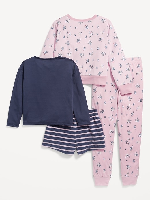 View large product image 2 of 2. 4-Piece Micro Fleece Printed Pajama Set for Girls