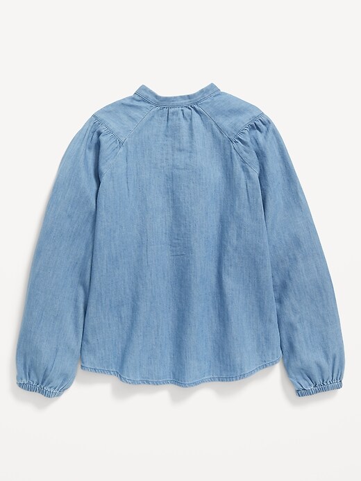 View large product image 2 of 2. Chambray Long-Sleeve Button-Front Top for Girls