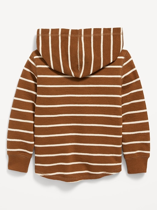 View large product image 2 of 3. Textured-Knit Striped Henley Hoodie for Toddler Boys