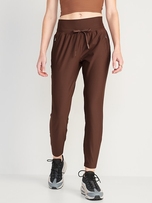 Image number 1 showing, High-Waisted PowerSoft Zip Jogger Pants for Women