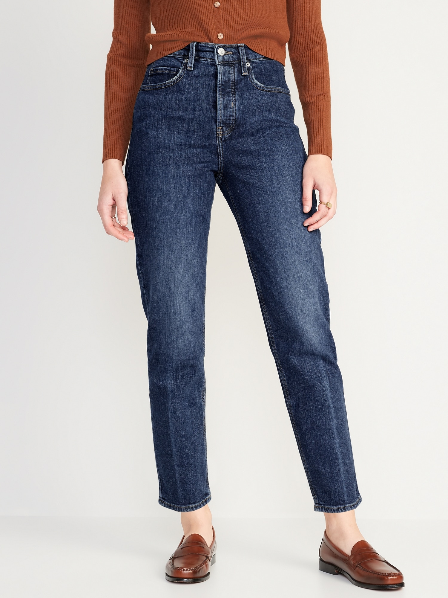 Old Navy Women's High-Waisted OG Straight Button-Fly Extra-Stretch Jeans - Blue - Plus Size 30