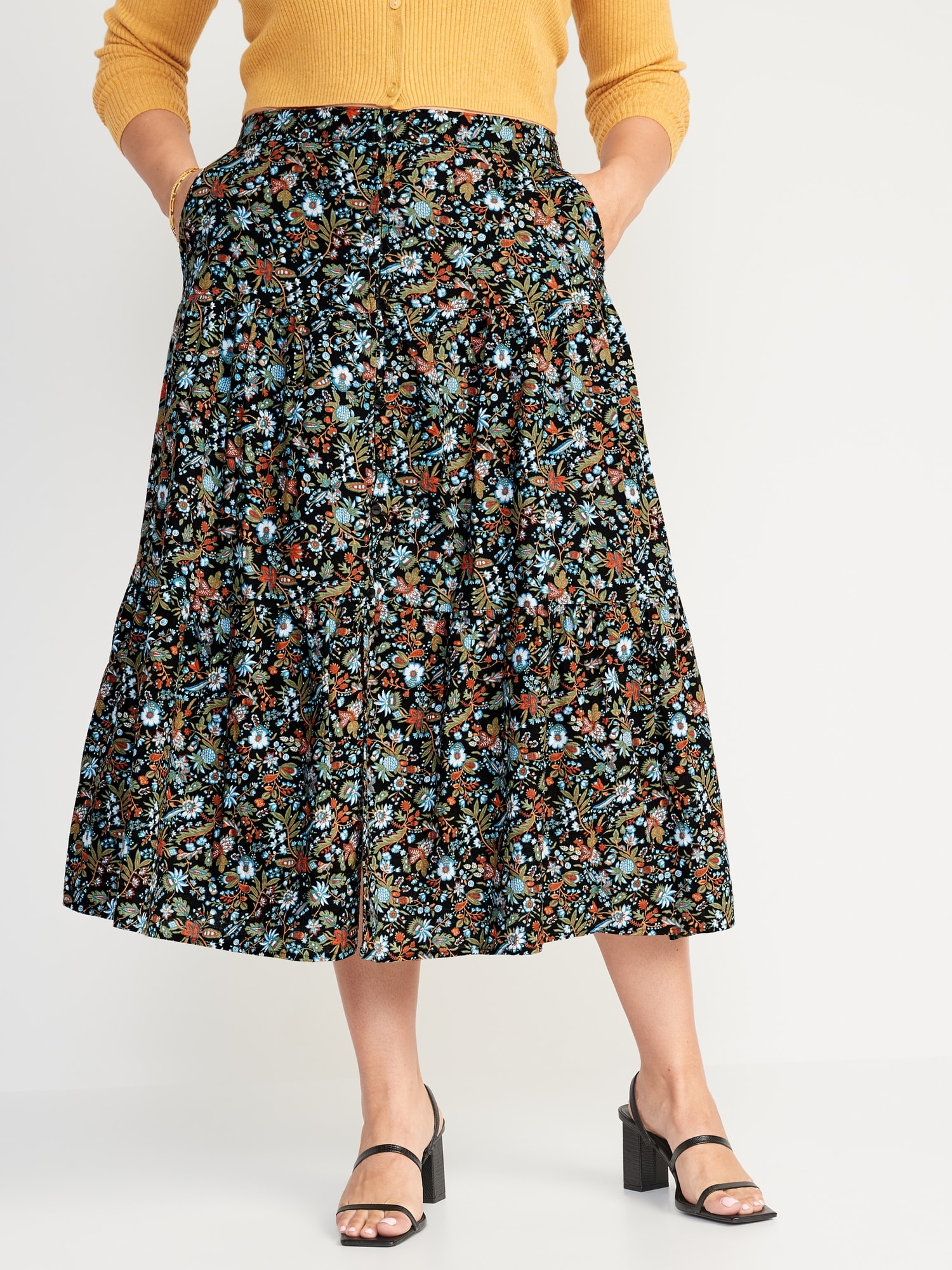 Floral-Print Tiered Button-Front Maxi Skirt for Women | Old Navy