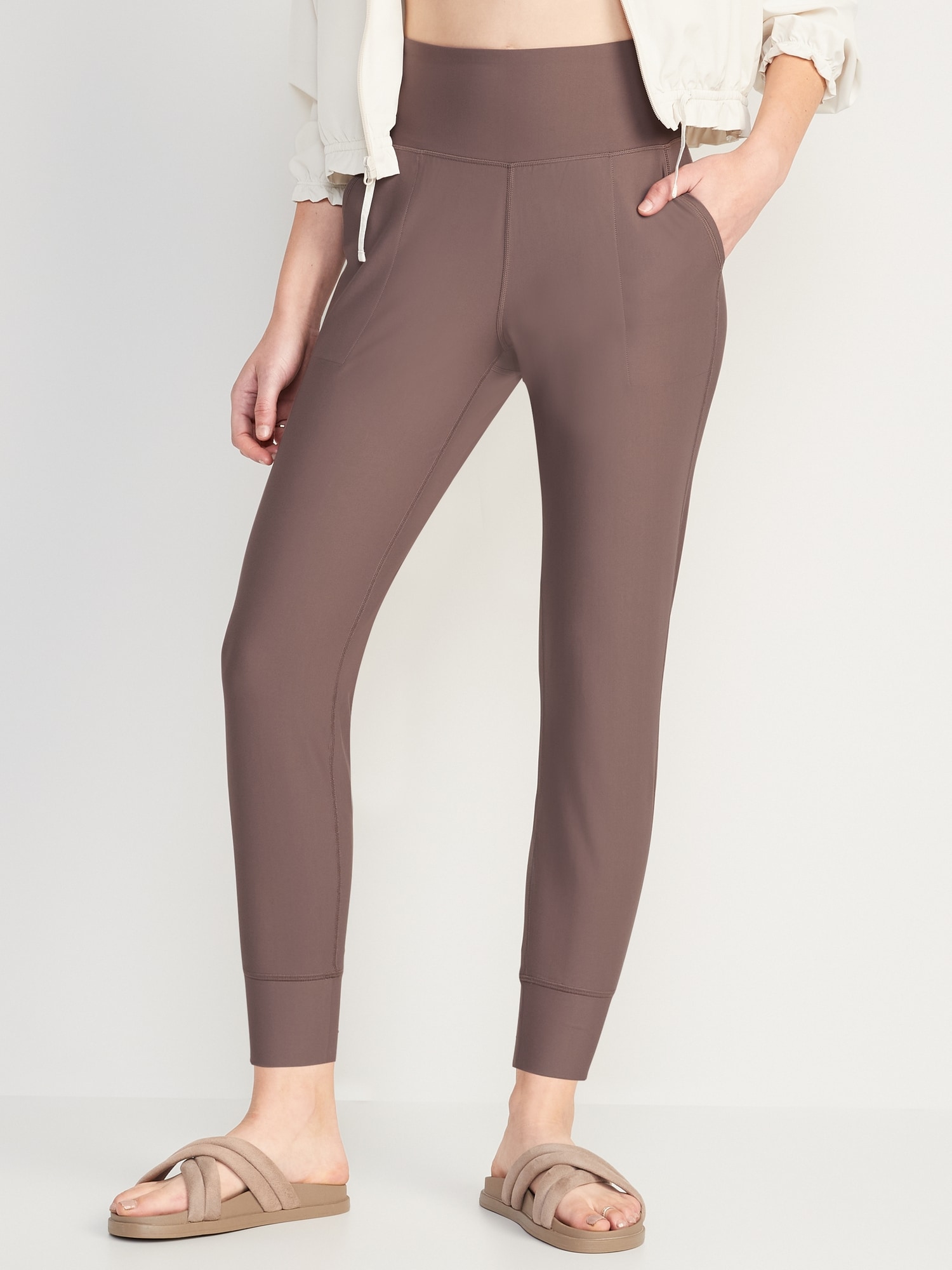 Old Navy High-Waisted PowerSoft 7/8 Joggers for Women brown