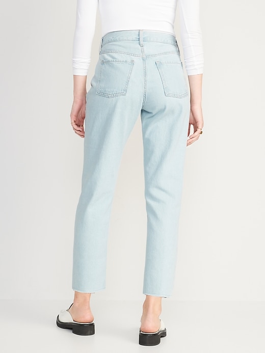 Image number 2 showing, High-Waisted Button-Fly Slouchy Straight Ripped Cropped Non-Stretch Jeans