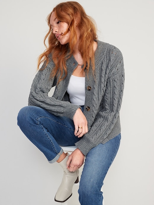 Image number 3 showing, Cable-Knit Cardigan Sweater for Women