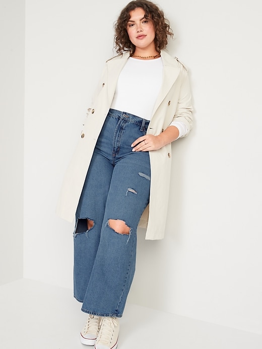 Image number 3 showing, Extra High-Waisted Ripped Baggy Wide-Leg Non-Stretch Jeans for Women