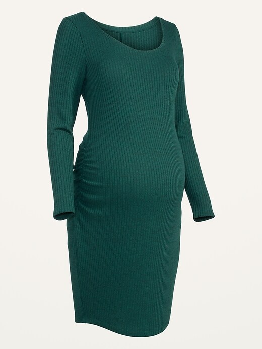 Image number 4 showing, Maternity Long-Sleeve Rib-Knit Bodycon Dress