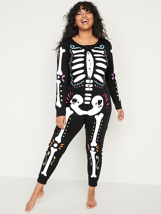Image number 5 showing, Matching Halloween Printed One-Piece Pajamas for Women