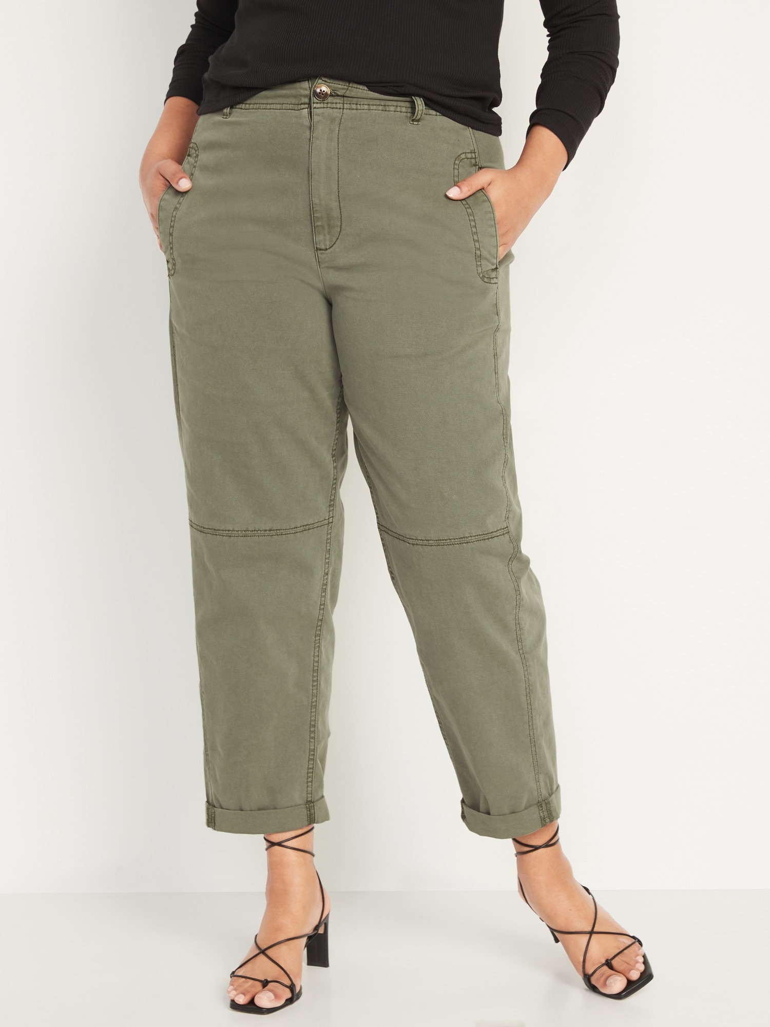 Buy Old Navy High-Waisted Slouchy Cropped Tapered Workwear Pants