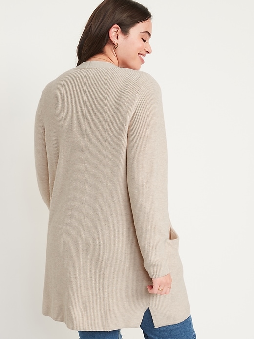 Image number 6 showing, Textured Shaker-Stitch Long-Line Open-Front Sweater for Women