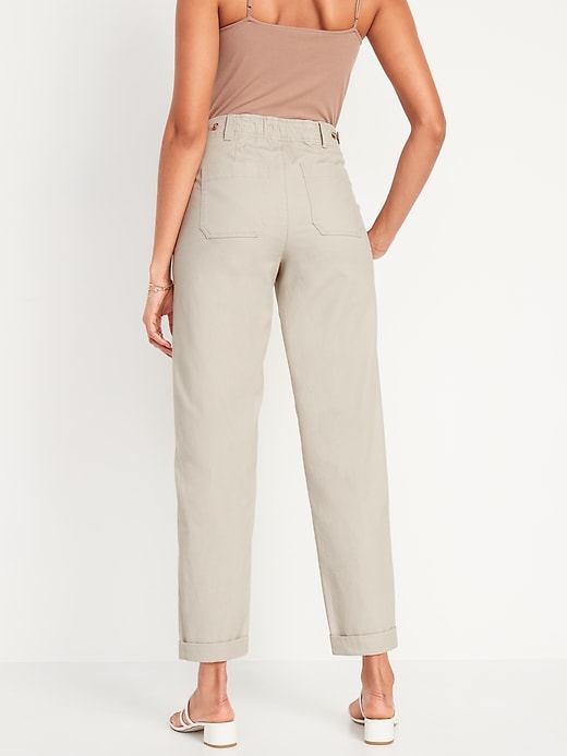 Image number 2 showing, High-Waisted Workwear Barrel-Leg Pants for Women
