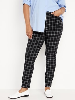 High-Waisted Windowpane-Plaid Pixie Skinny Ankle Pants for Women