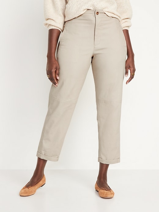Image number 5 showing, High-Waisted Workwear Barrel-Leg Pants for Women