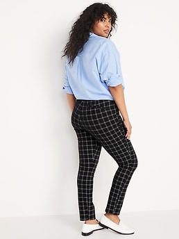 High-Waisted Windowpane-Plaid Pixie Skinny Ankle Pants for Women