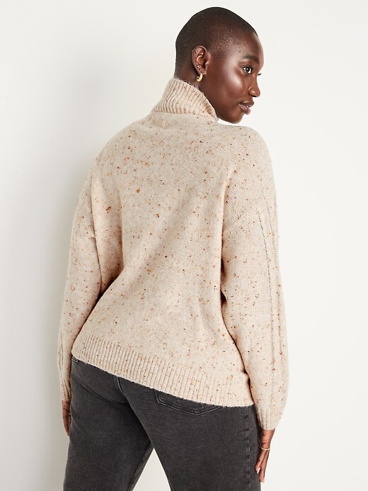 Image number 6 showing, Speckled Button-Front Cable-Knit Sweater for Women