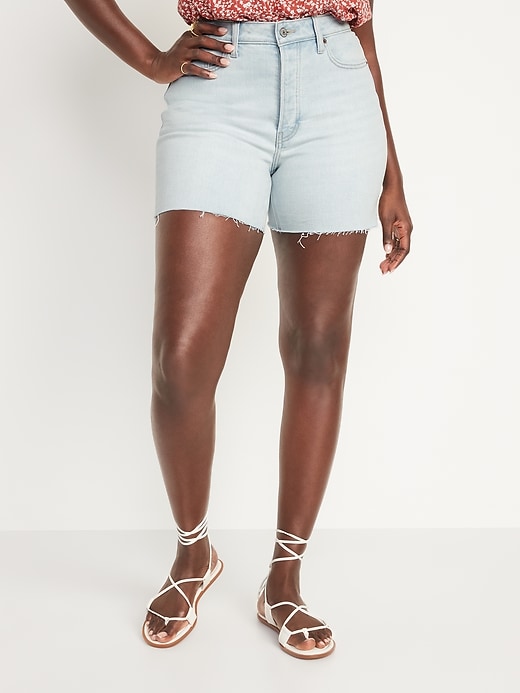 Image number 5 showing, High-Waisted Button-Fly O.G. Straight Cut-Off Jean Shorts for Women -- 5-inch inseam