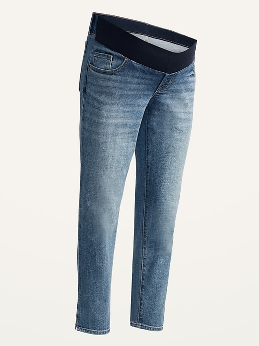 Image number 4 showing, Maternity Front Low Panel O.G. Straight Side-Slit Jeans