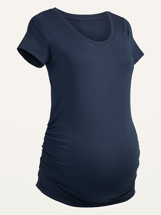Image number 4 showing, Maternity Scoop-Neck Side-Shirred T-Shirt