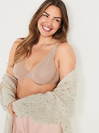 View large product image 5 of 6. Mesh Unlined Underwire Plunge Bra