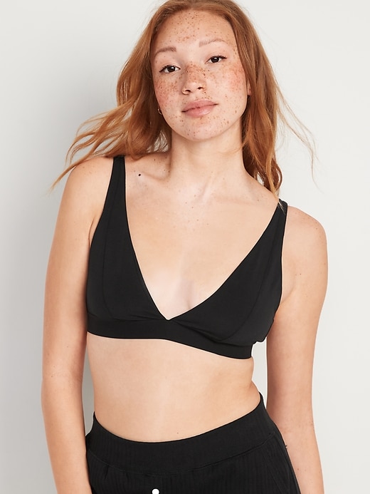 View large product image 1 of 8. Supima® Cotton-Blend Plunge Bralette Top
