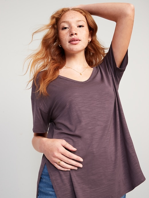 Image number 3 showing, Oversized Luxe Slub-Knit Tunic T-Shirt for Women