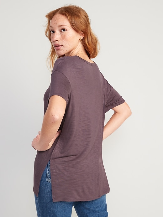 Image number 2 showing, Oversized Luxe Slub-Knit Tunic T-Shirt for Women