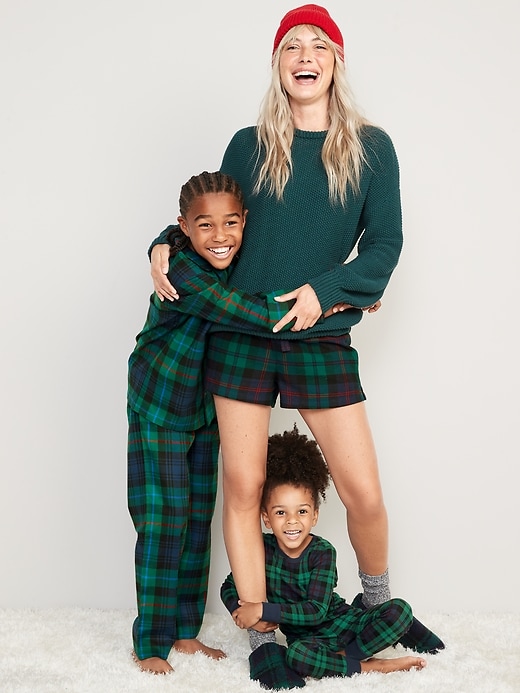 View large product image 2 of 2. Gender-Neutral Matching Flannel Pajama Set for Kids
