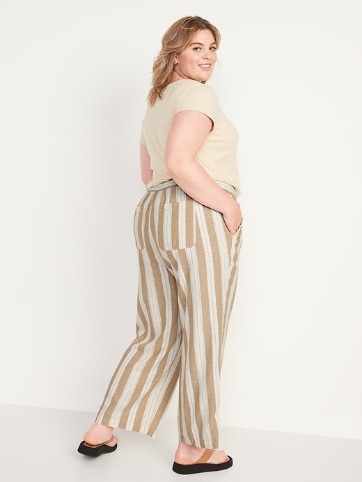 Image number 8 showing, High-Waisted Striped Linen-Blend Wide-Leg Pants for Women