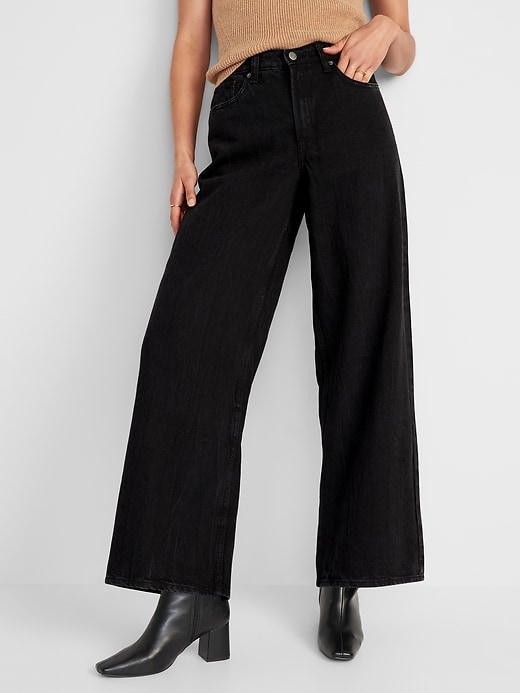Image number 1 showing, Extra High-Waisted Baggy Wide-Leg Non-Stretch Jeans for Women