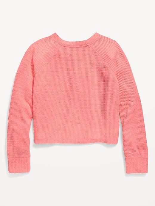 View large product image 2 of 2. Thermal-Knit Long-Sleeve Henley Top for Girls