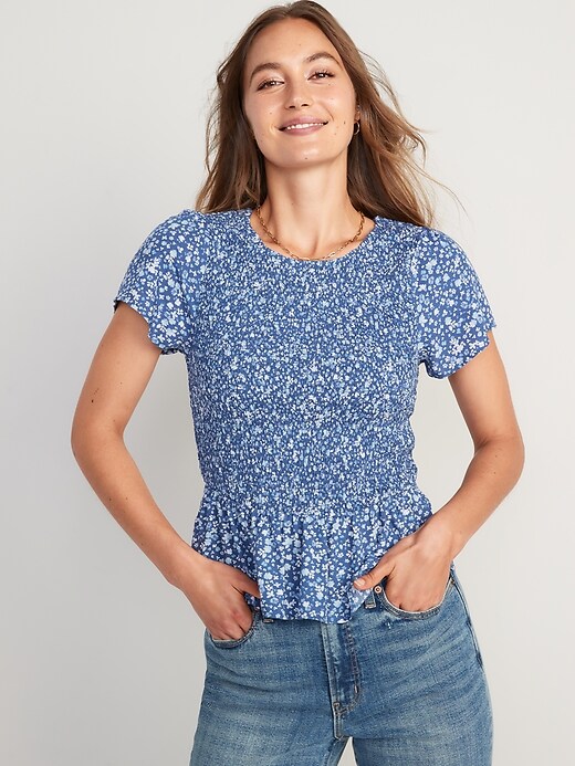 Old Navy - Flutter-Sleeve Smocked Peplum Blouse for Women