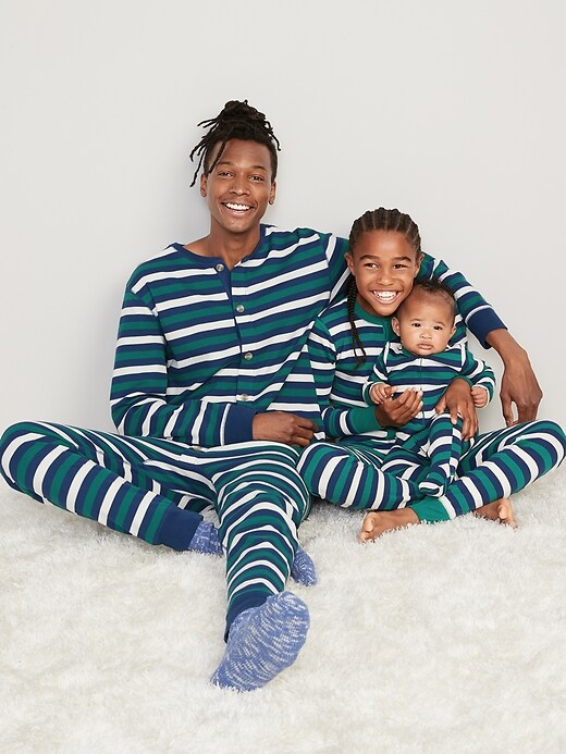 Image number 5 showing, Thermal-Knit Matching Print One-Piece Pajamas for Men