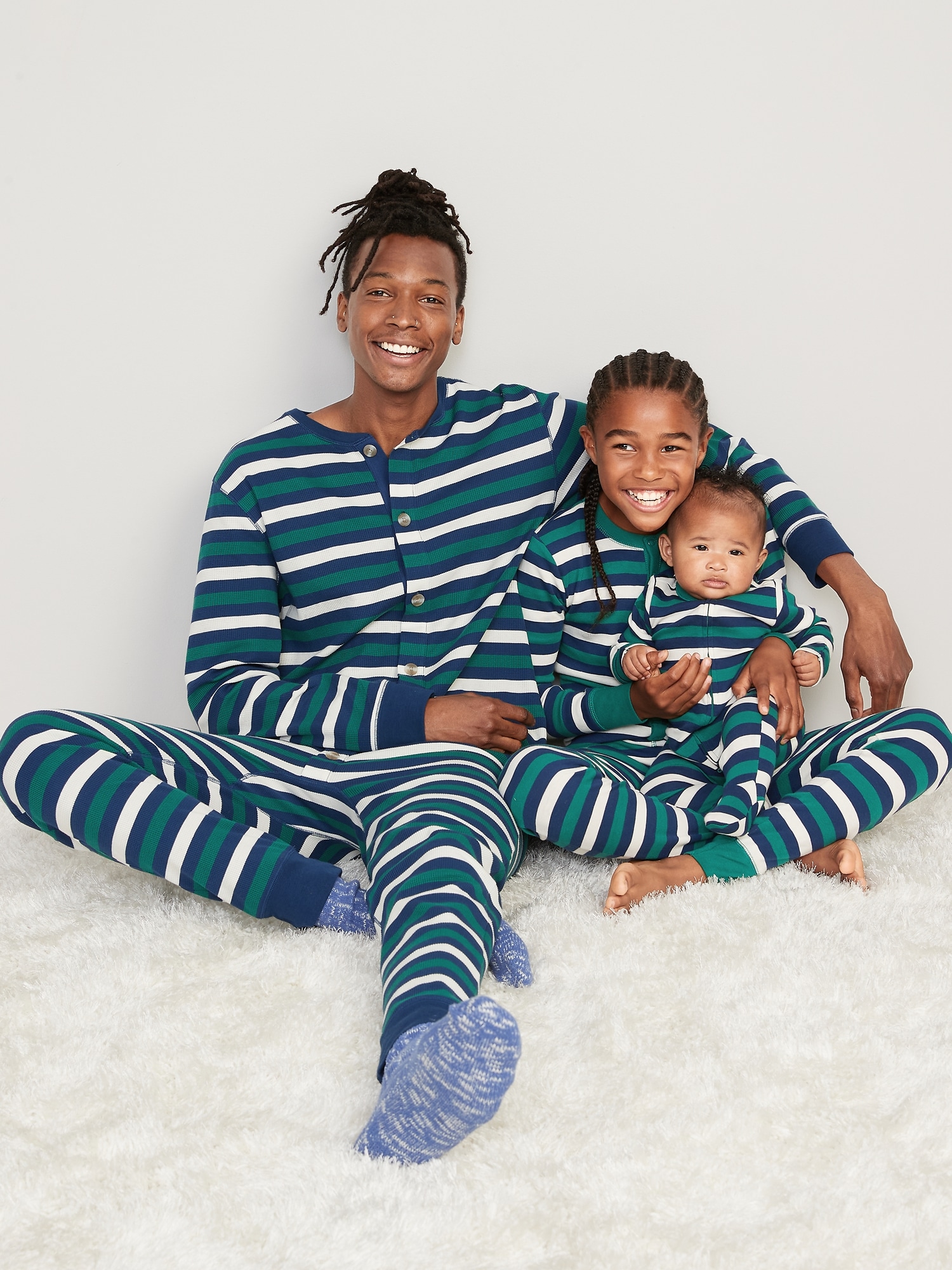 Family Pajamas Matching Kids Thermal Buffalo Black and White