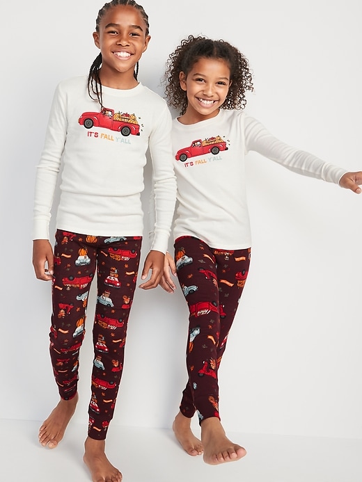 View large product image 1 of 3. Gender-Neutral Matching Snug-Fit Printed Pajama Set for Kids