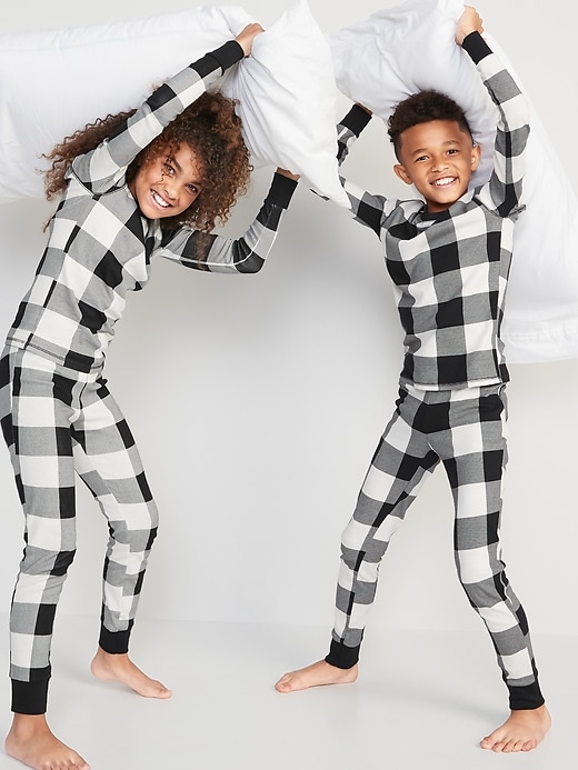 View large product image 1 of 3. Gender-Neutral Matching Print Snug-Fit Pajama Set for Kids