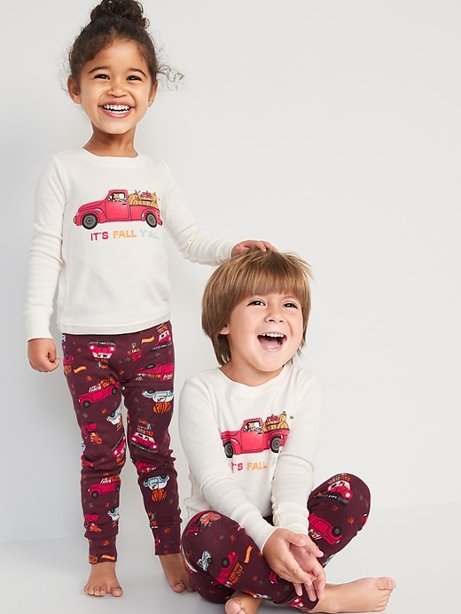 Image number 1 showing, Unisex Matching Thanksgiving Pajama Set for Toddler & Baby